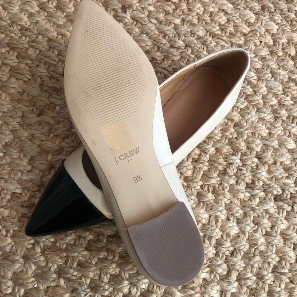 New: J Crew Marina leather pointy cap-toe flats. Size 9.5
